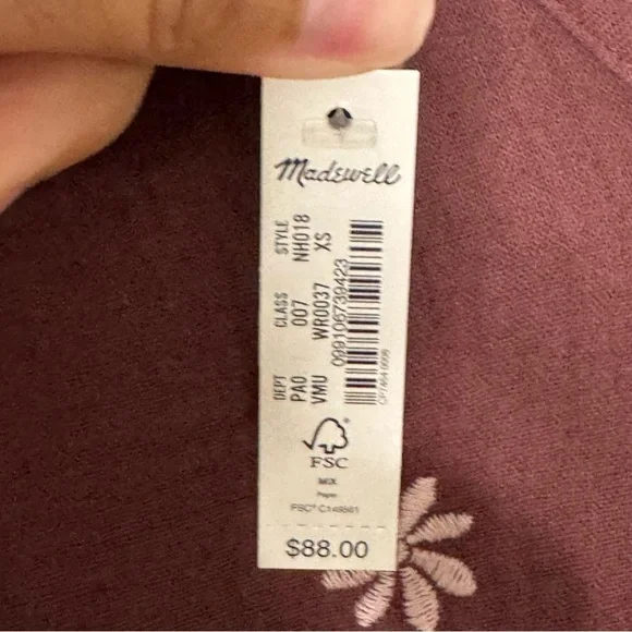 Madewell Embroidered Lightspun Peplum Open-Back Top size XS NWT $88 - Picture 3 of 9